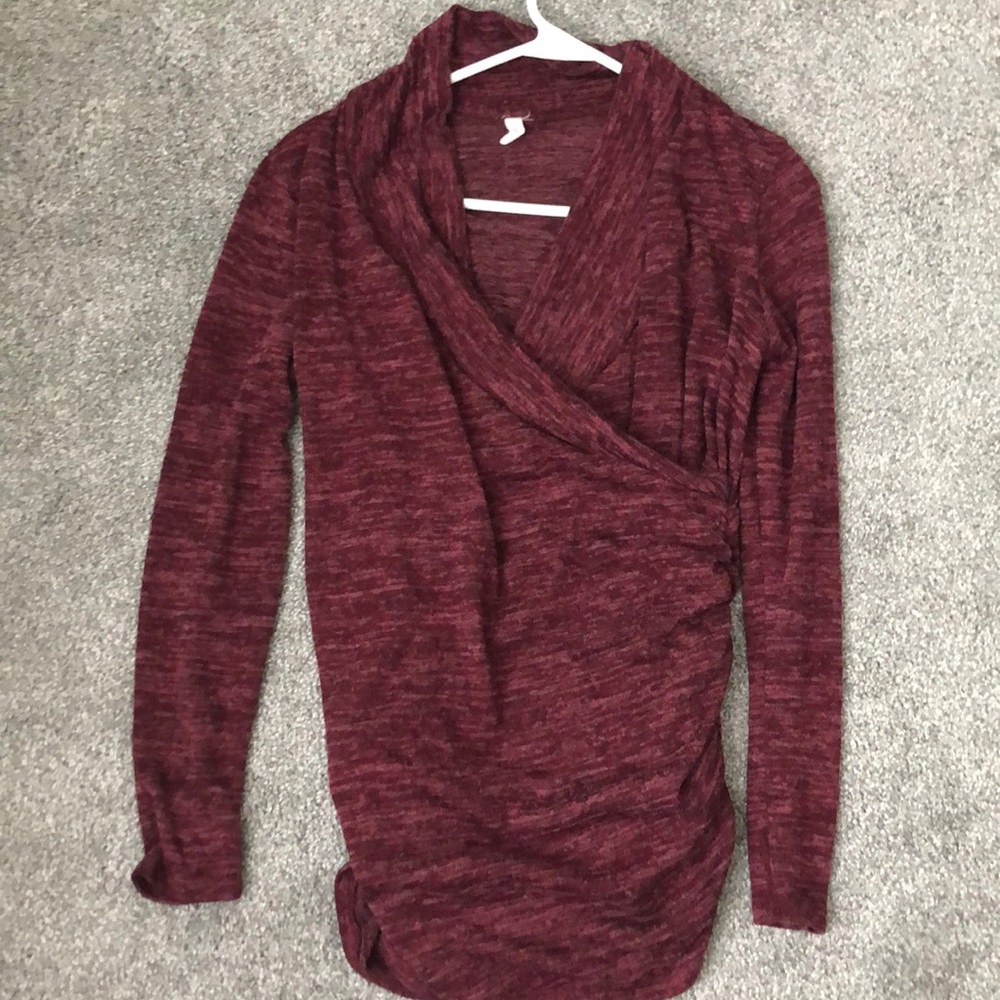 Soft Heathered Draped Wrap Maternity/Nursing Top